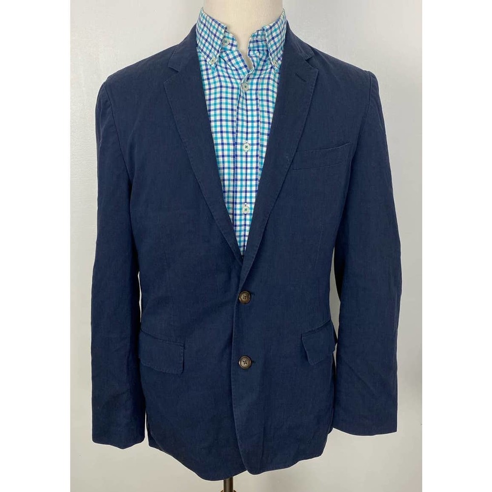 Men J. Crew Ludlow Somelos Portugal cotton navy blue 2-button blazer 40R